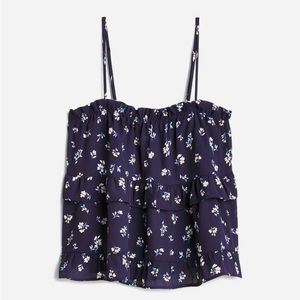 Lush Navy Phoebe Ruffle Detail Blouse